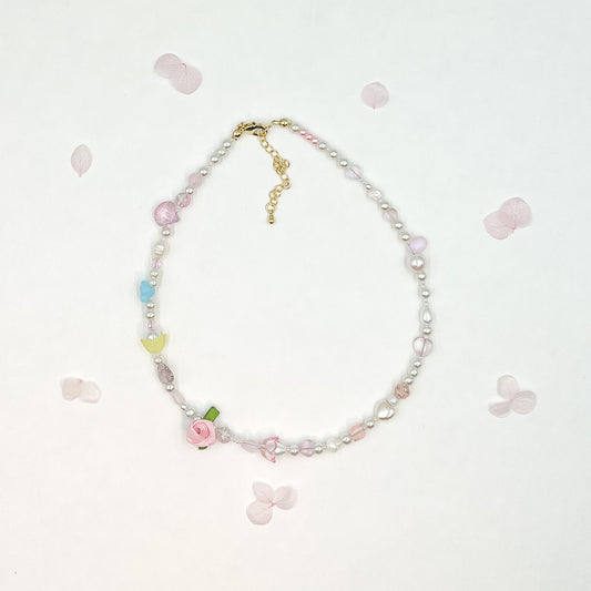 Pink Flower Garden Choker