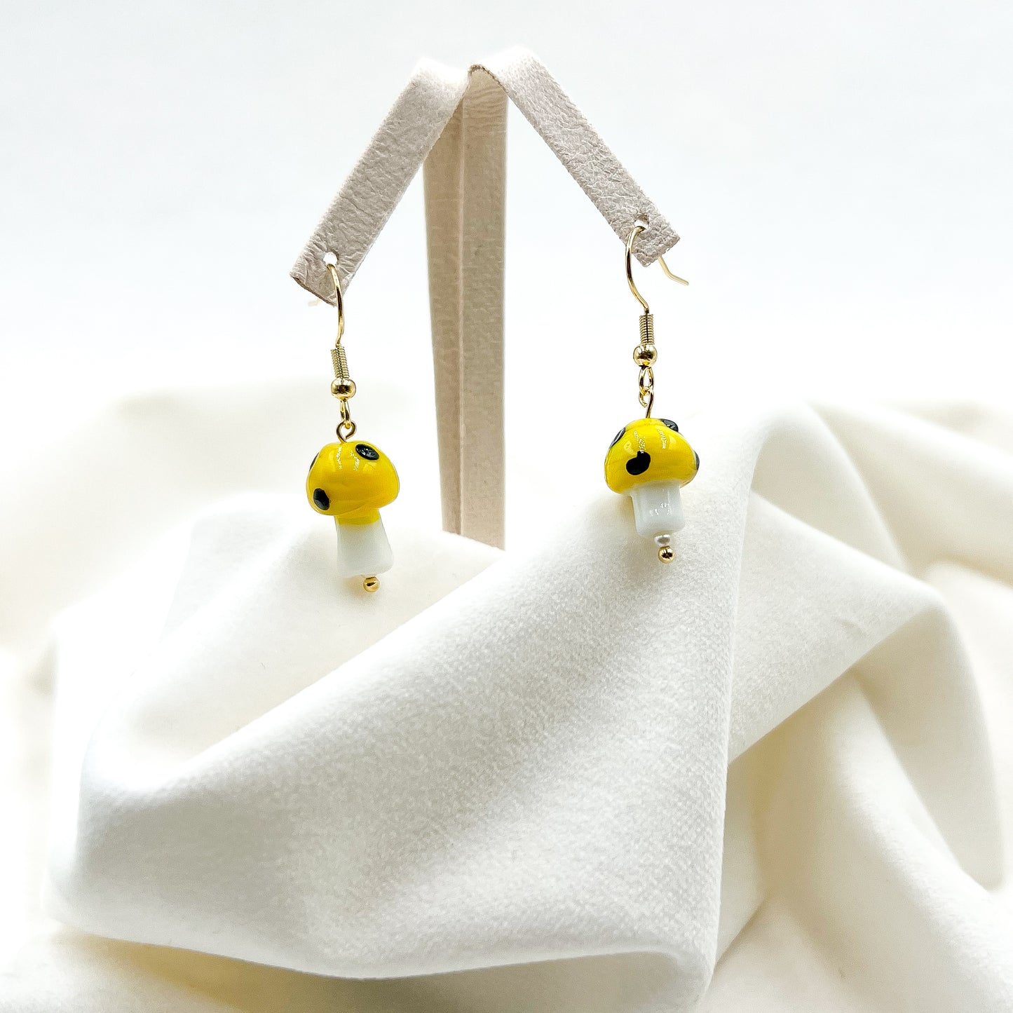 Adorable Glass Mushroom Earrings