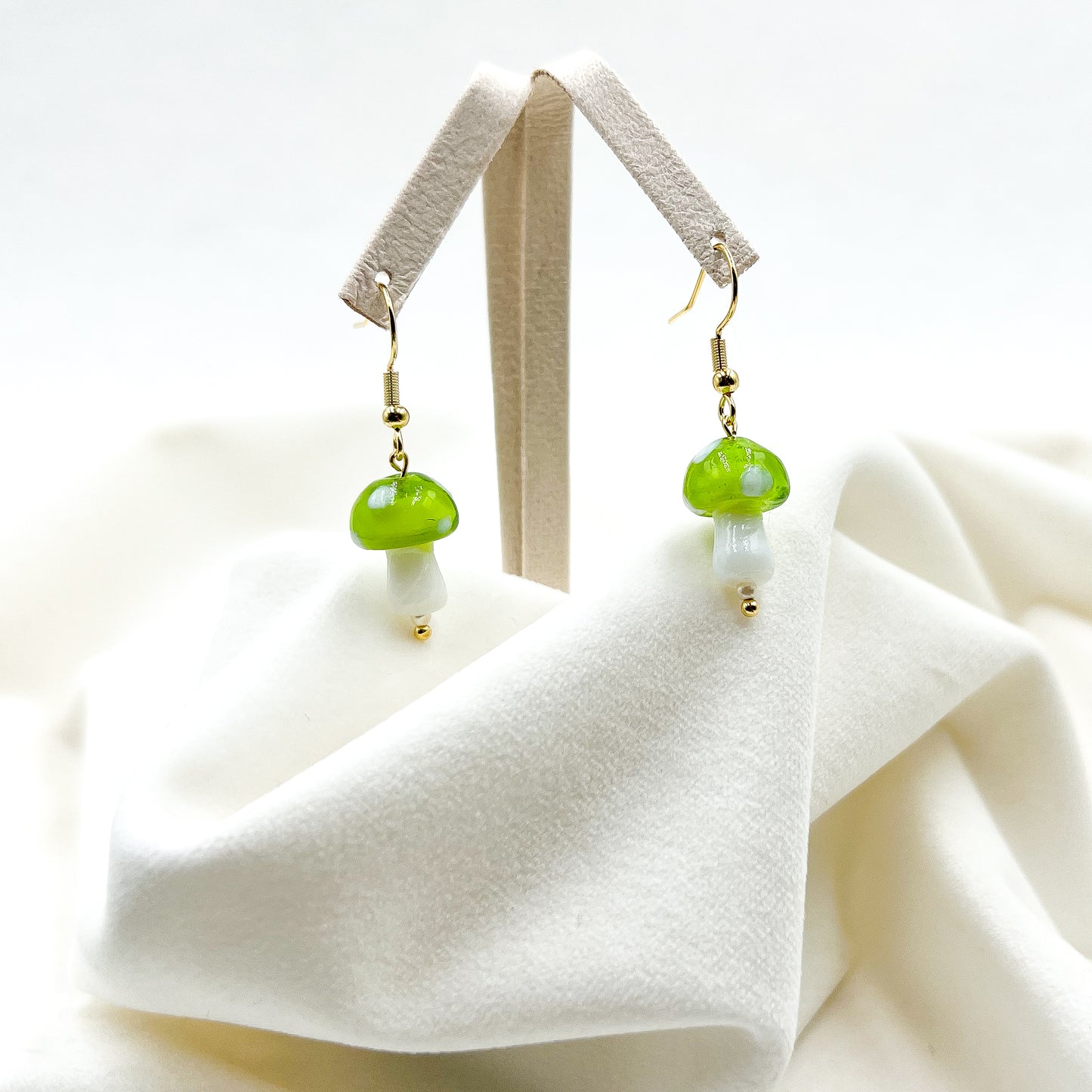 Adorable Glass Mushroom Earrings