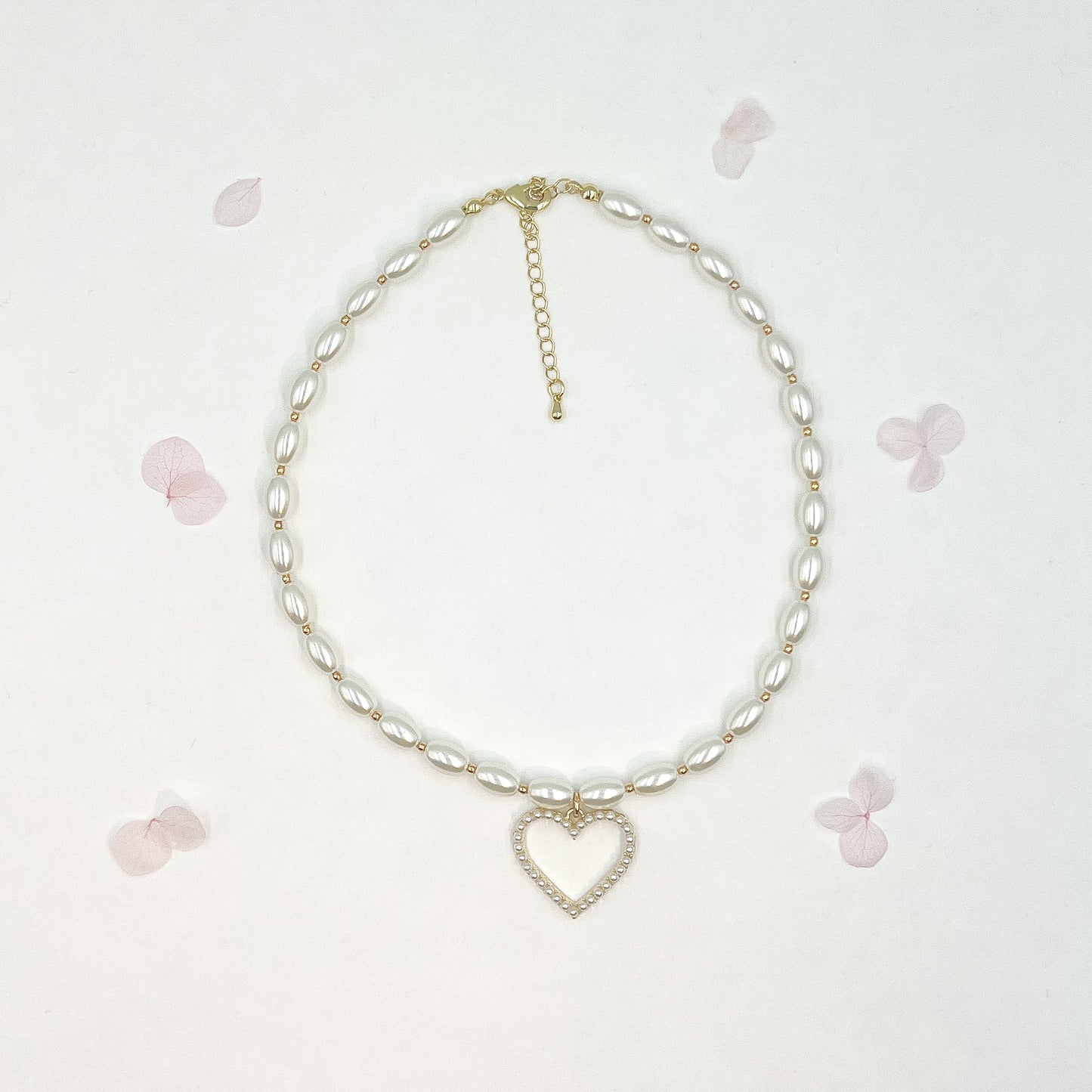 All Pearl Heart Necklace