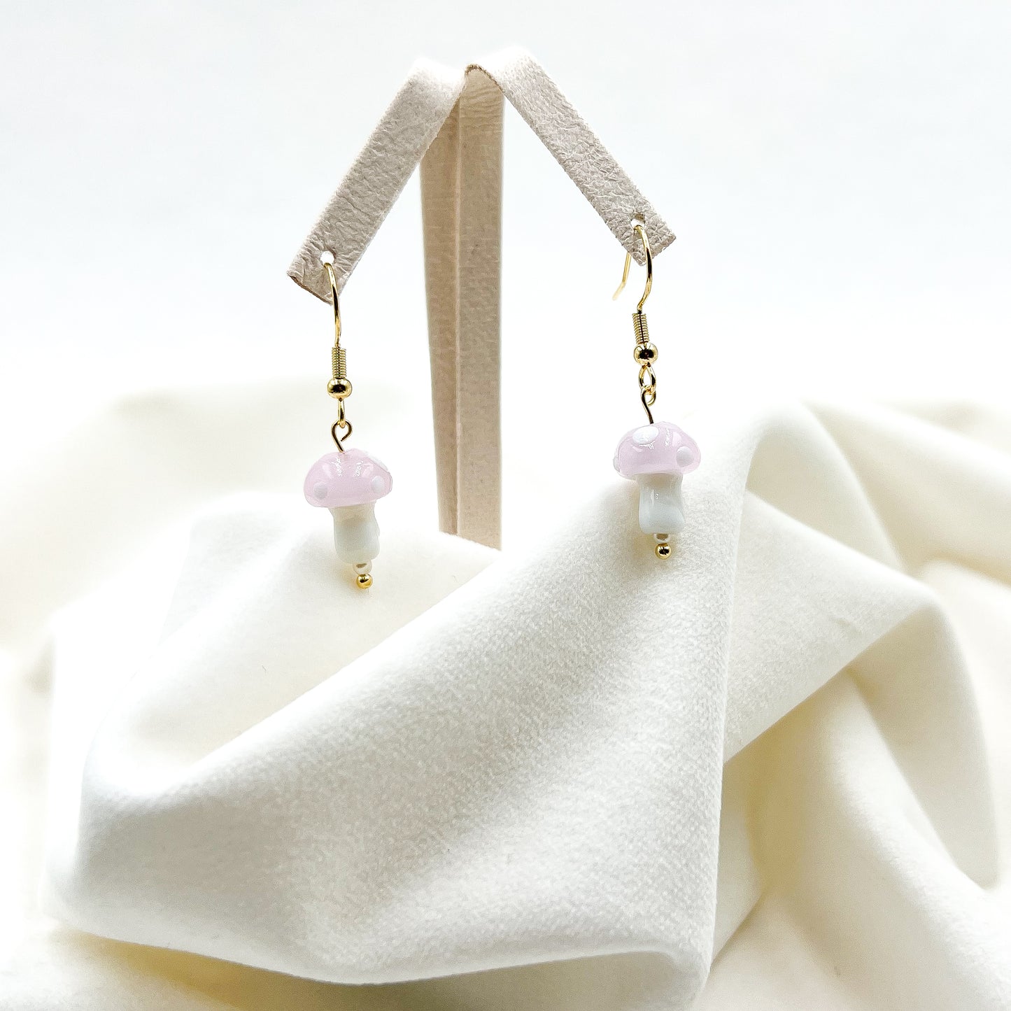 Adorable Glass Mushroom Earrings