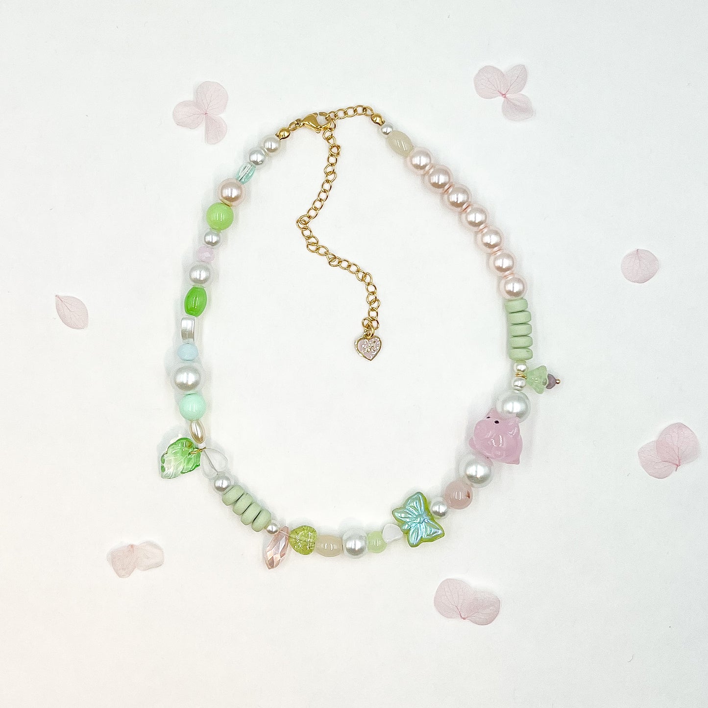 Princess Glass Piggie Pearl Palace Necklace