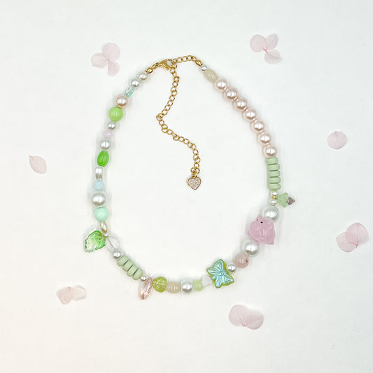 Princess Glass Piggie Pearl Palace Necklace