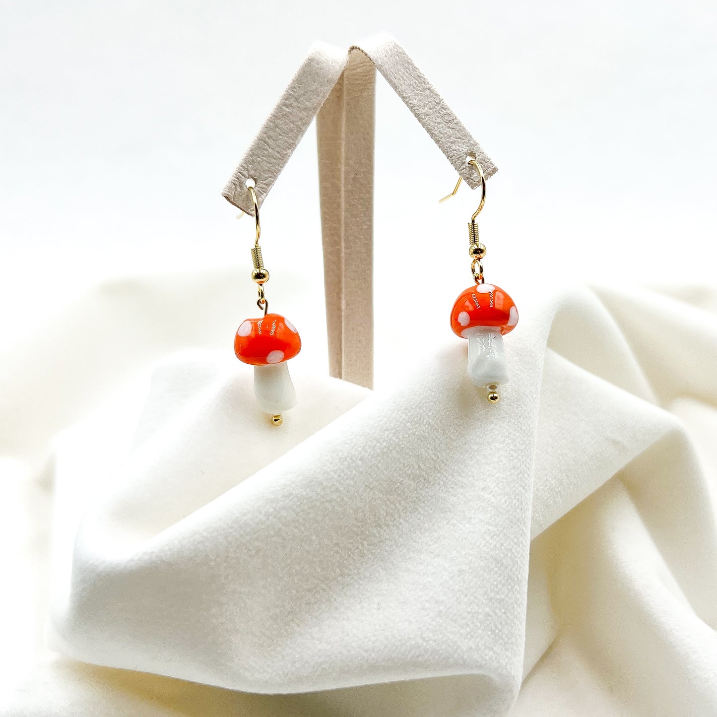 Adorable Glass Mushroom Earrings